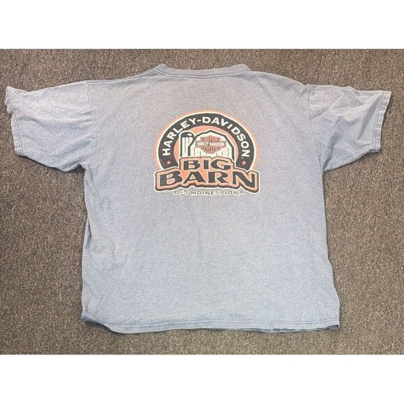 Vintage Harley Davidson T-Shirt Mens XL Faded Blue Big Barn Des Moines Iowa - Picture 2 of 4
